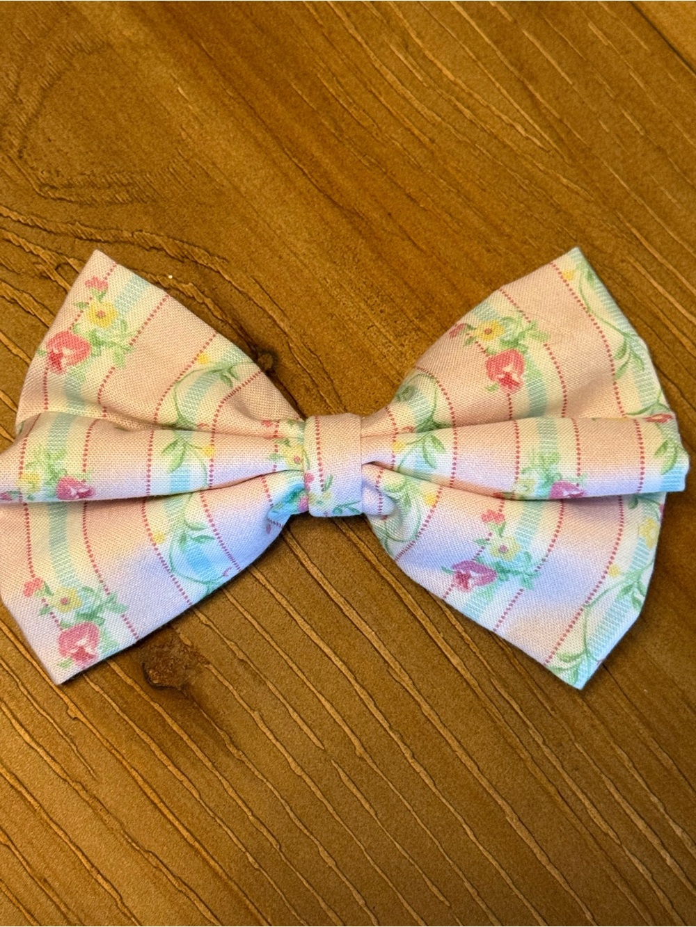 Floral Pink Kids Fabric Hair Bow